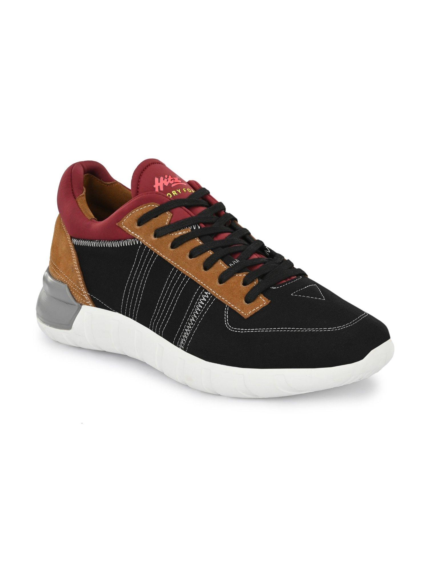 men's black lace-up casual sport shoes