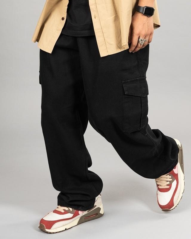 men's black loose comfort fit cargo pants