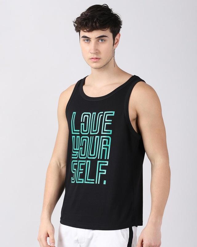 men's black love yourself typography vest