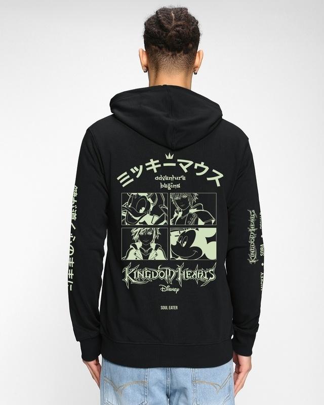 men's black mickey's kingdom graphic printed hoodies