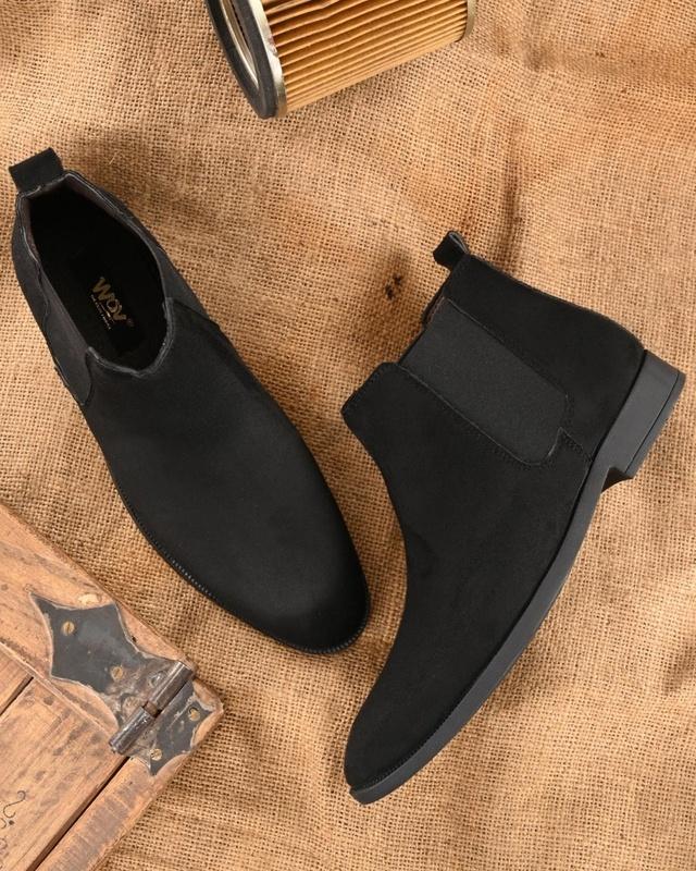 men's black mid top boots