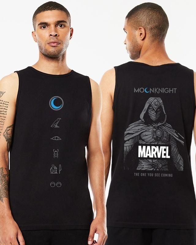 men's black moon knight marvel graphic printed vest