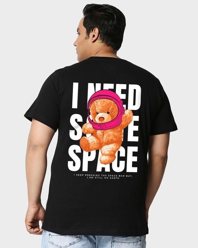 men's black need space teddy graphic printed plus size t-shirt
