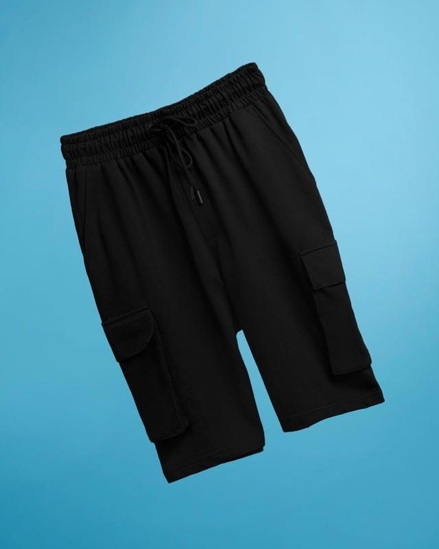 men's black oversized cargo shorts