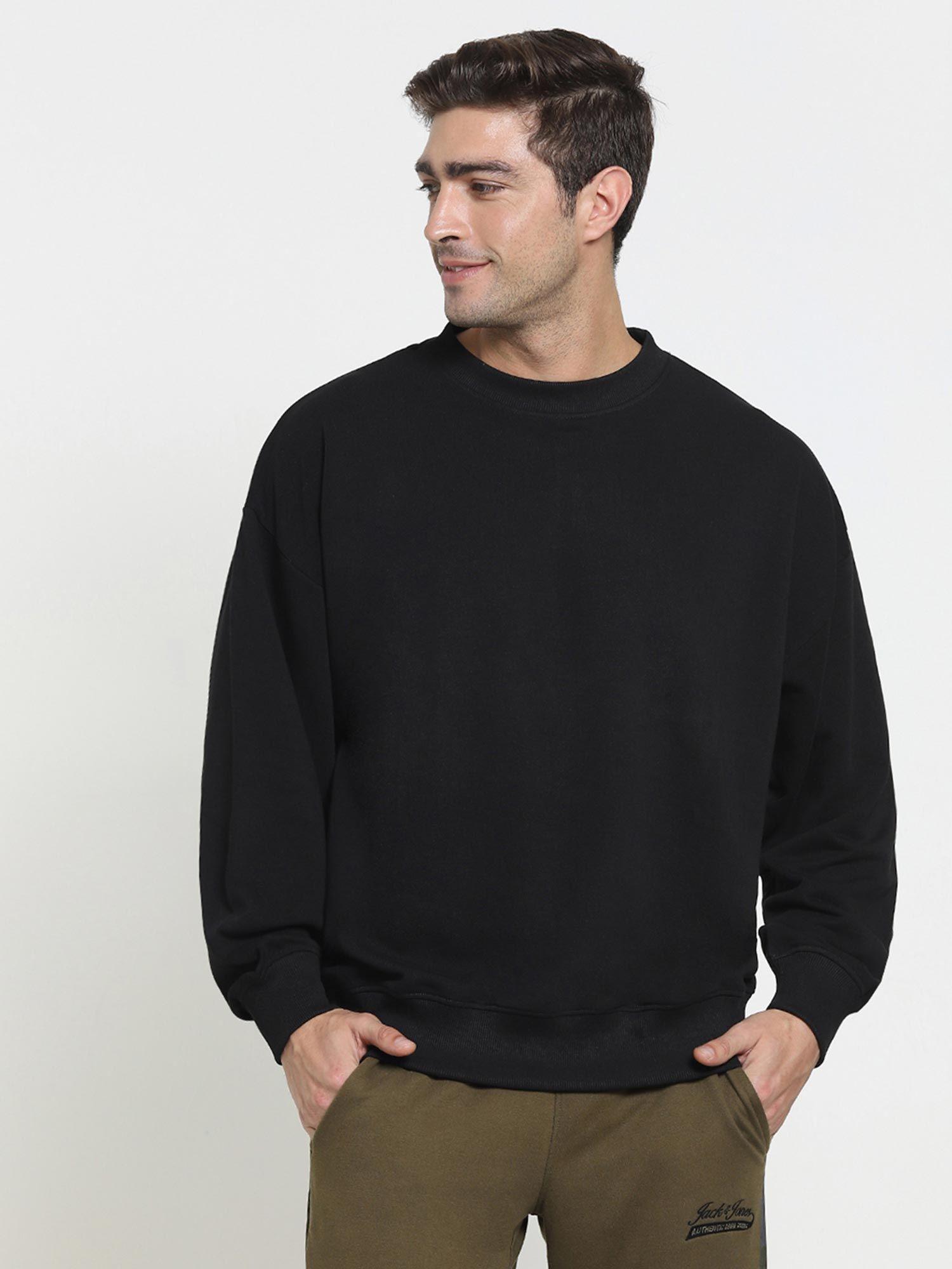 men's black oversized crew neck sweatshirt