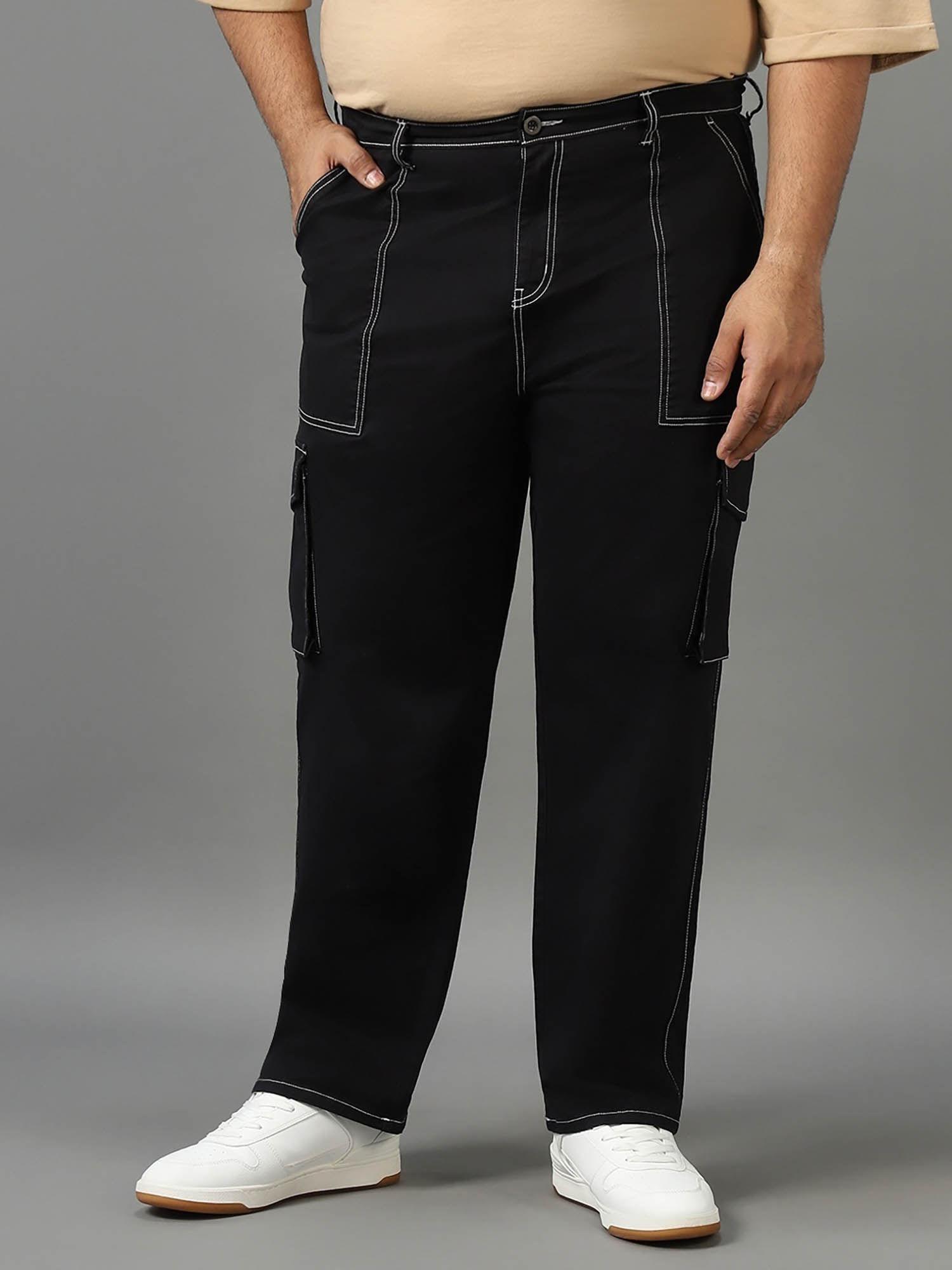 men's black oversized plus size cargo pants