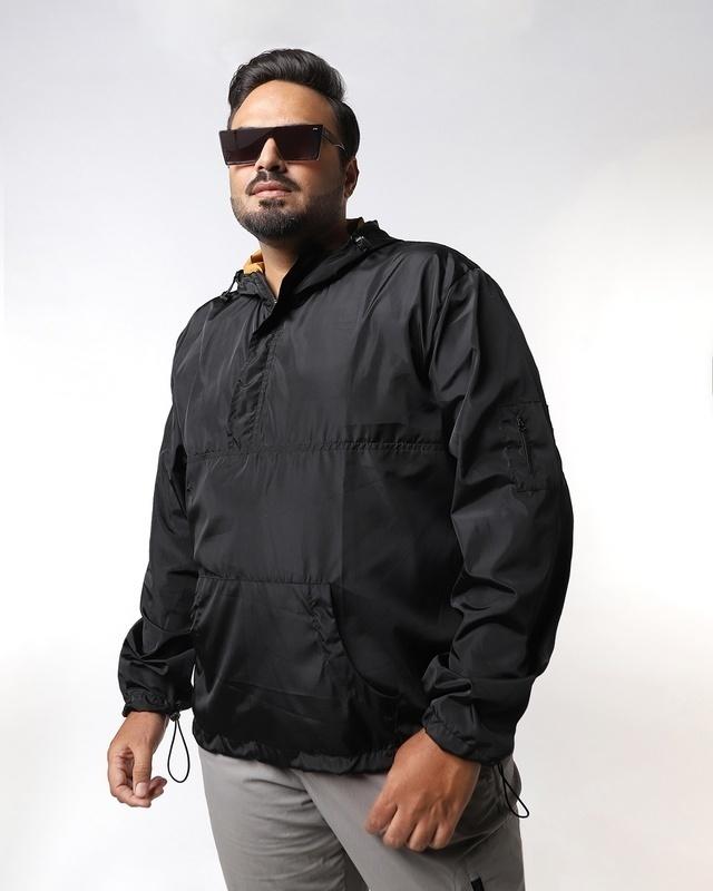 men's black plus size windcheater jacket