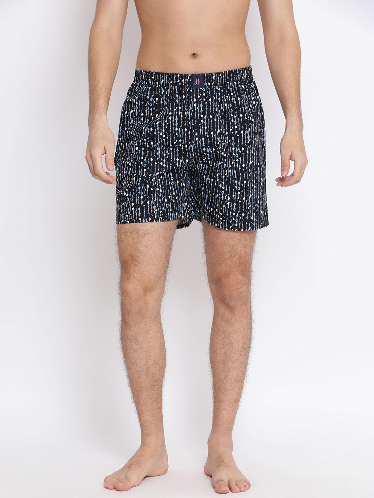 men's black printed boxer black