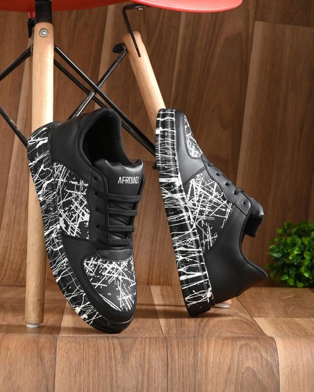 men's black printed casual shoes