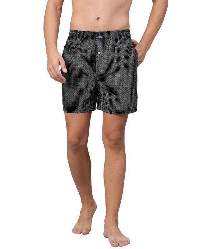 men's black printed relaxed fit boxers