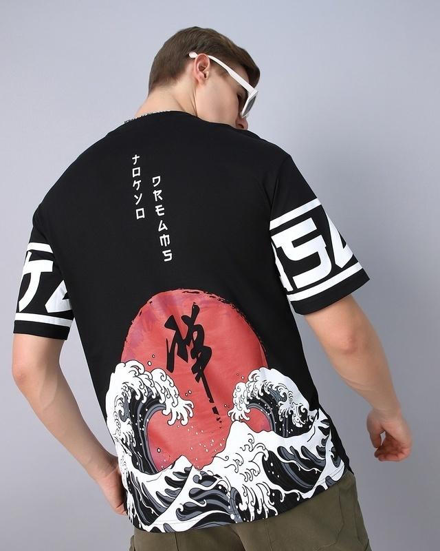 men's black rayner graphic printed oversized t-shirt