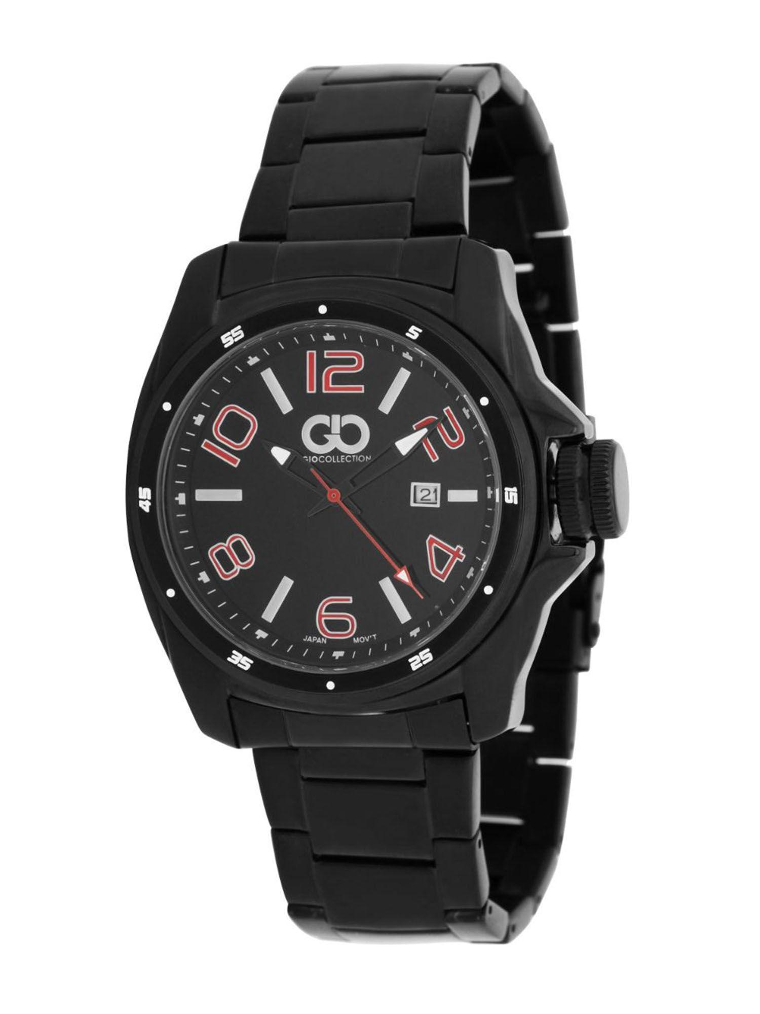 men's black round analogue watch-g0069-44