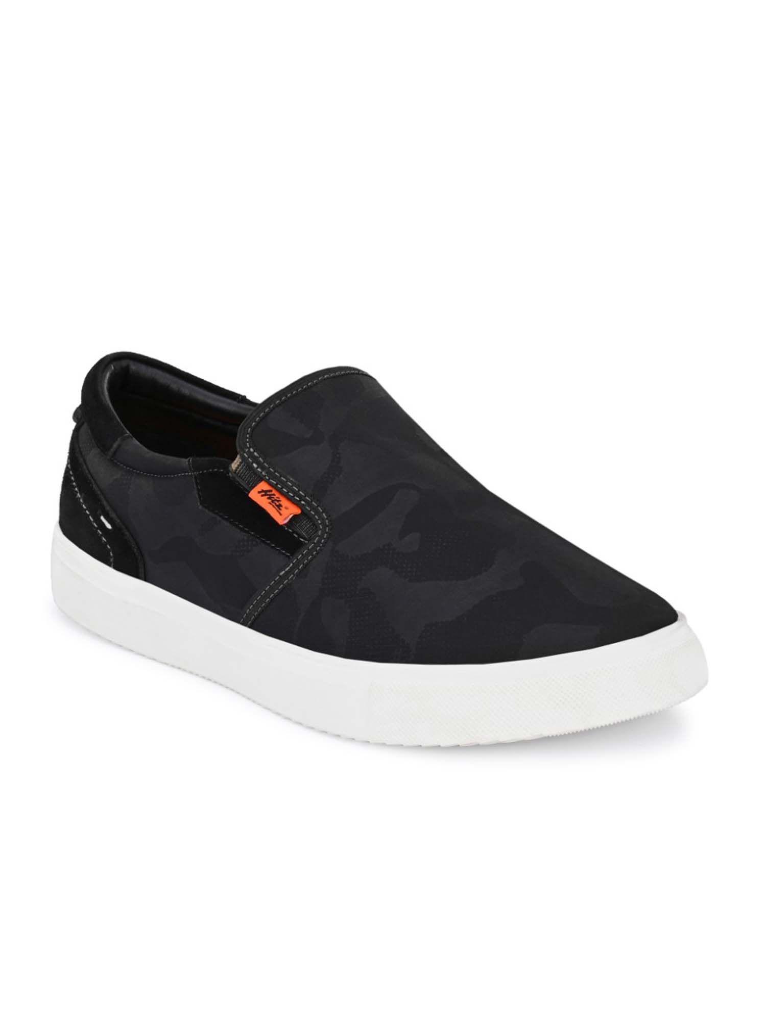 men's black slip-on casual sneaker shoes