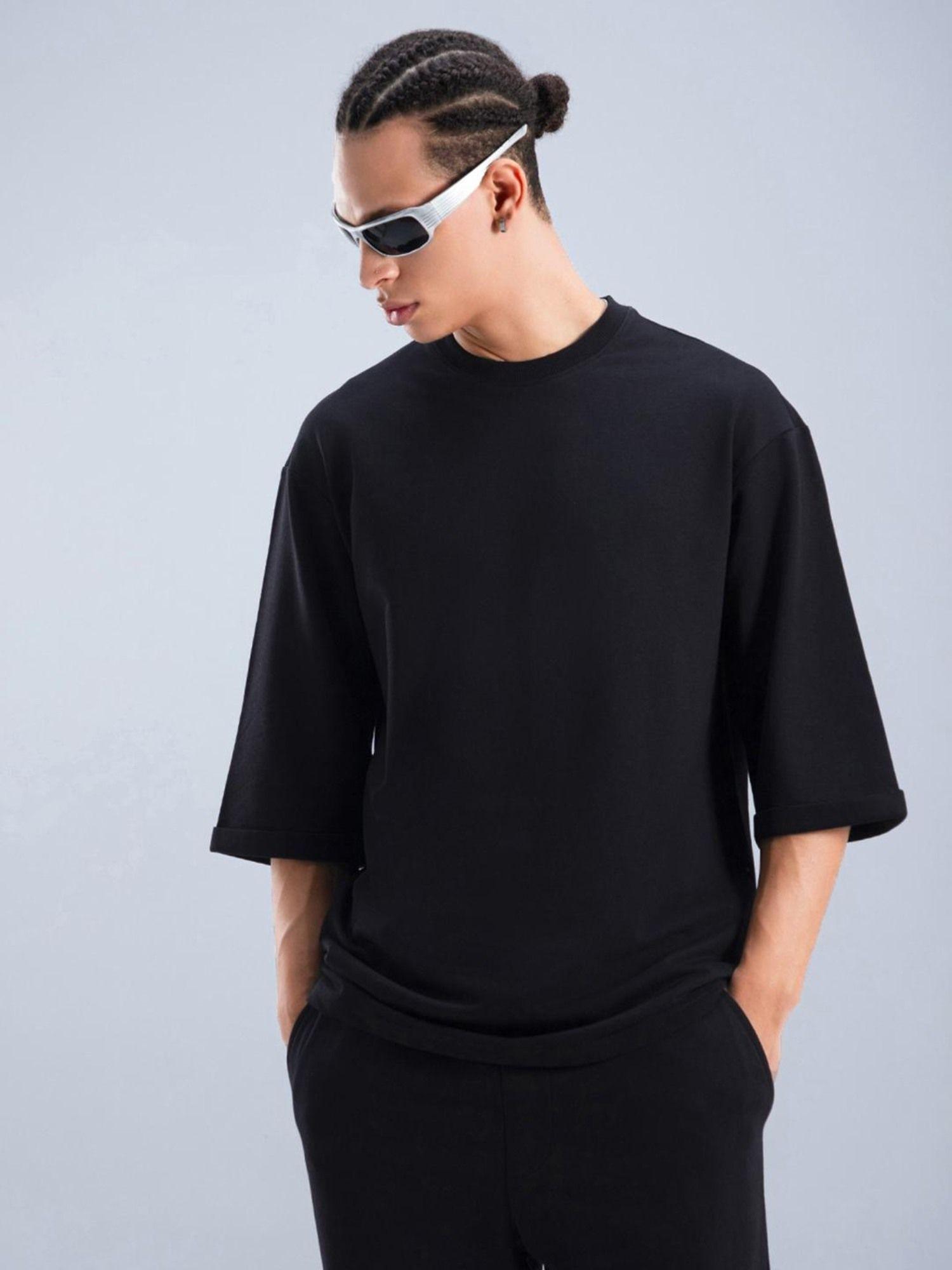 men's black solid t-shirt