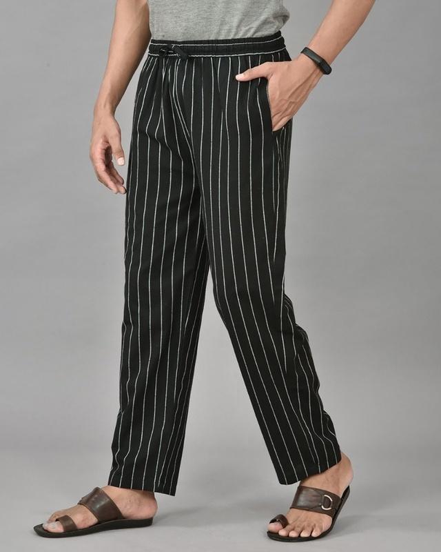 men's black striped casual pants