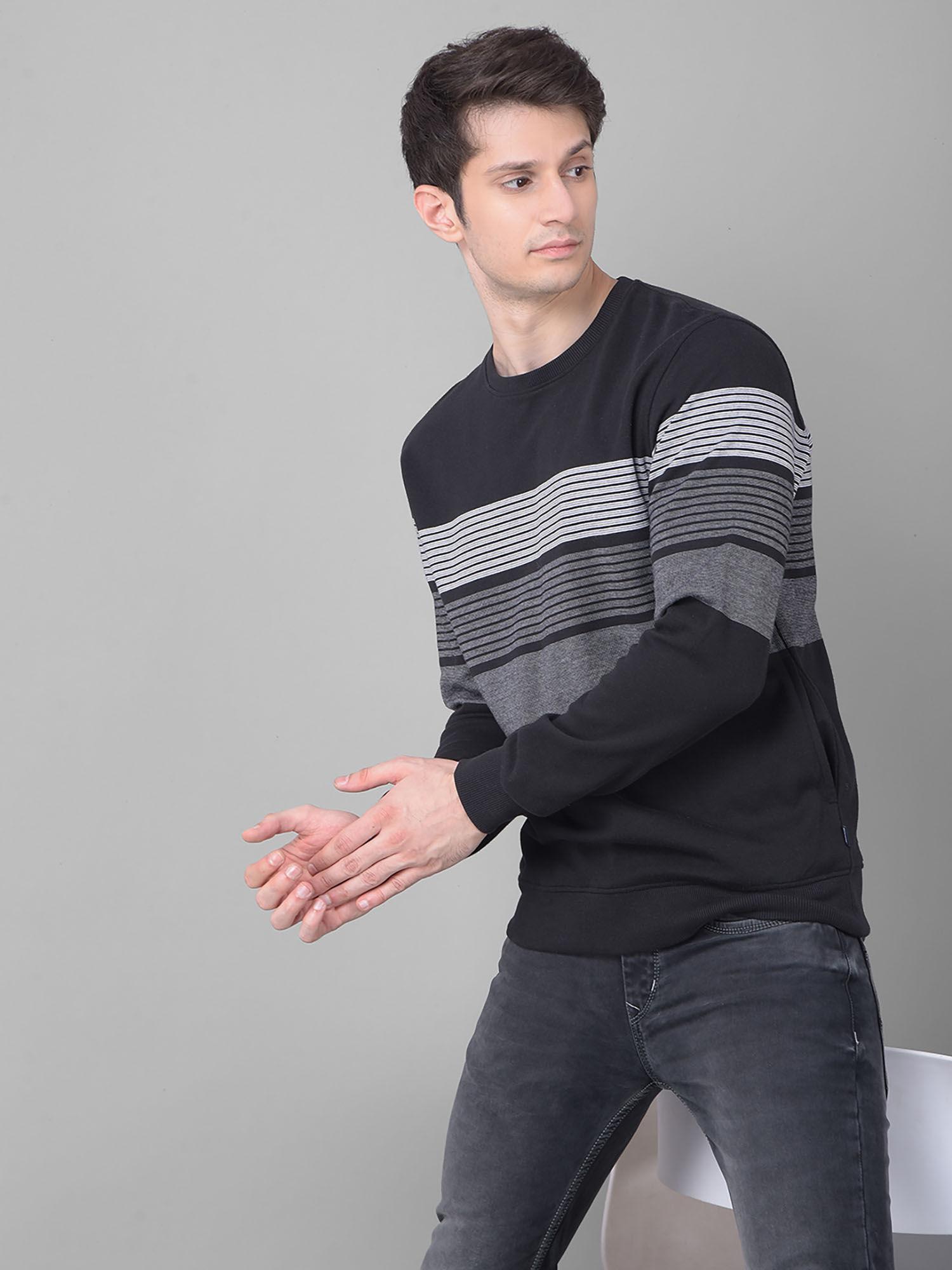 men's black striped sweatshirt