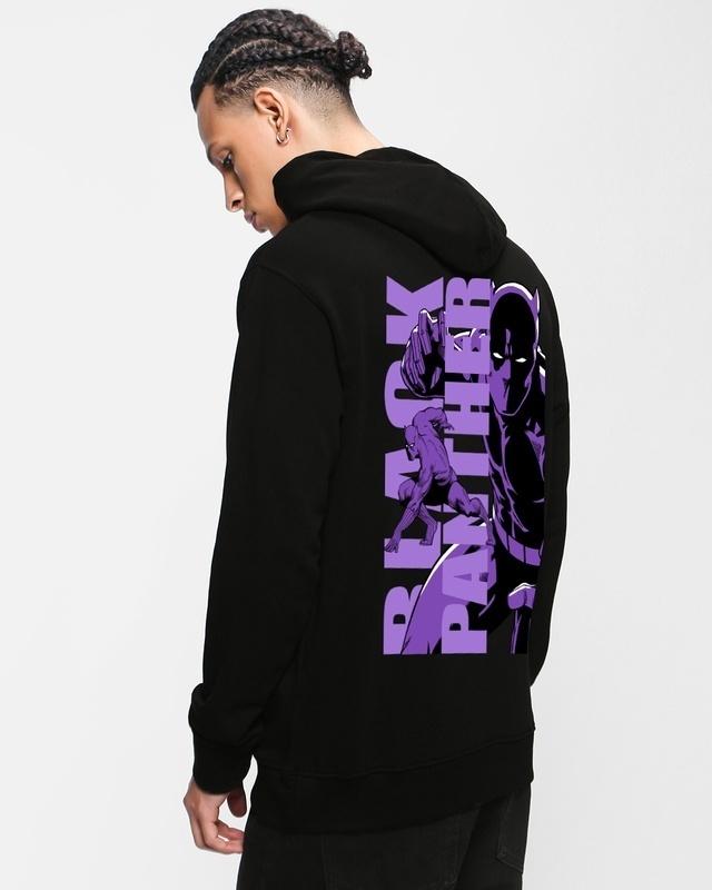 men's black t'challa graphic printed oversized hoodies