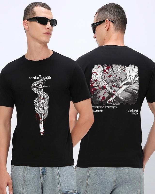 men's black thorfinn graphic printed t-shirt