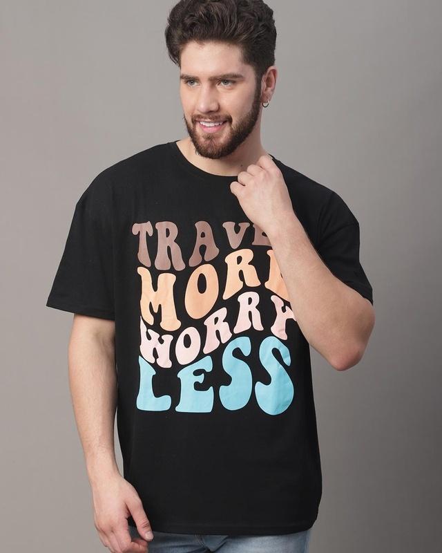 men's black typography super loose fit t-shirt