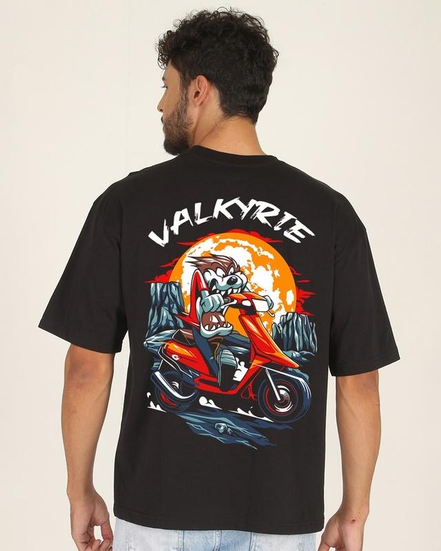 men's black valkyrie graphic printed oversized t-shirt