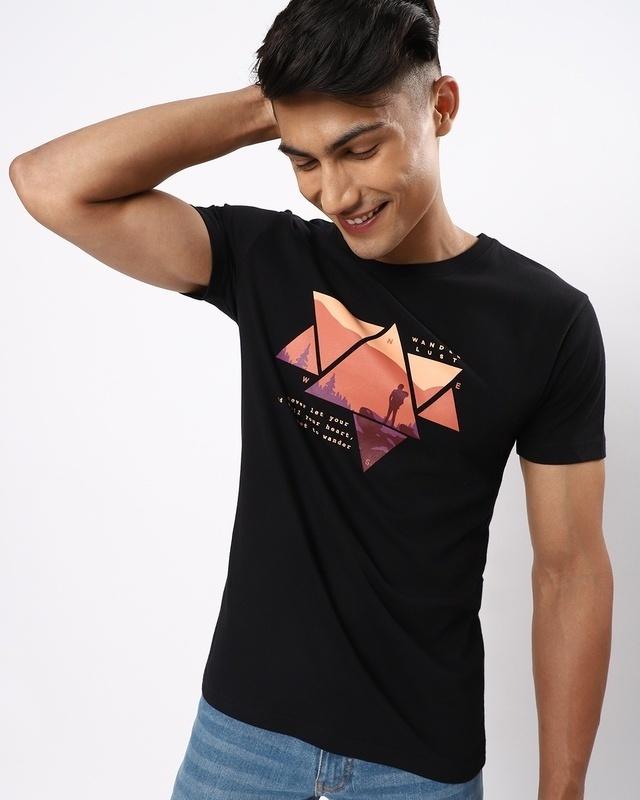 men's black wander geometry t-shirt