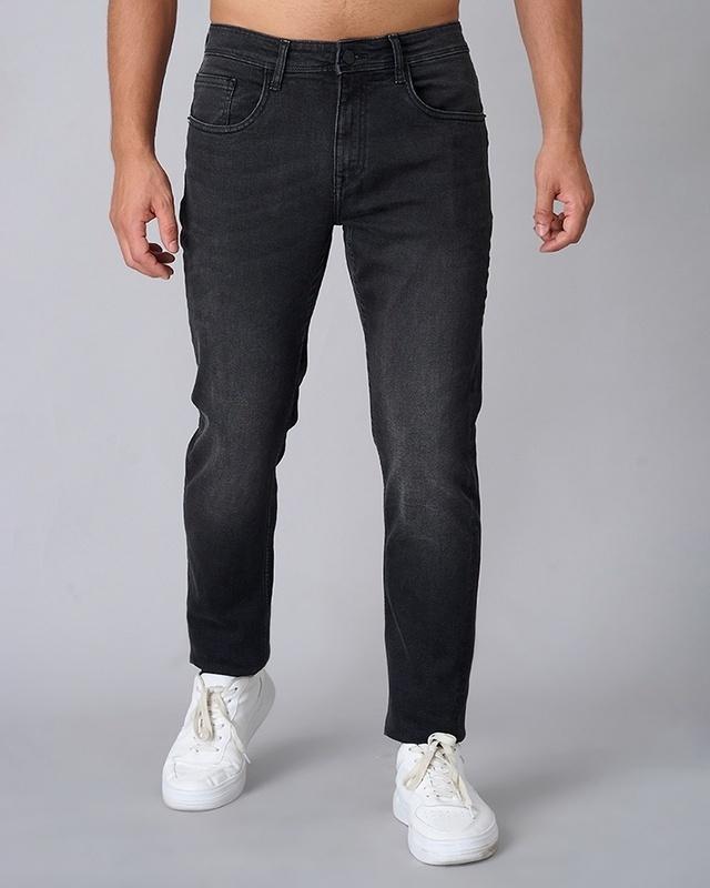 men's black washed skinny fit jeans