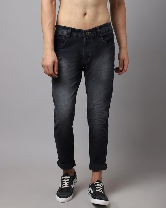men's black washed slim fit jeans