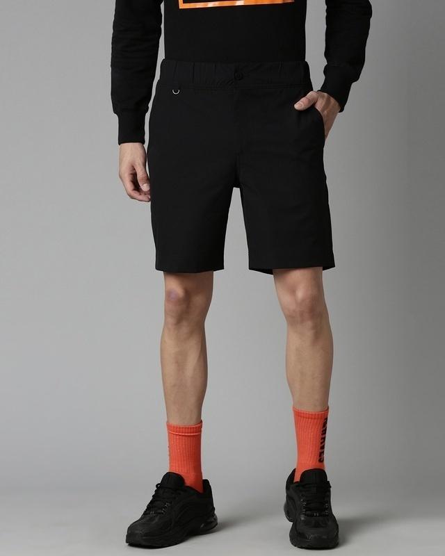 men's black woven slim fit shorts