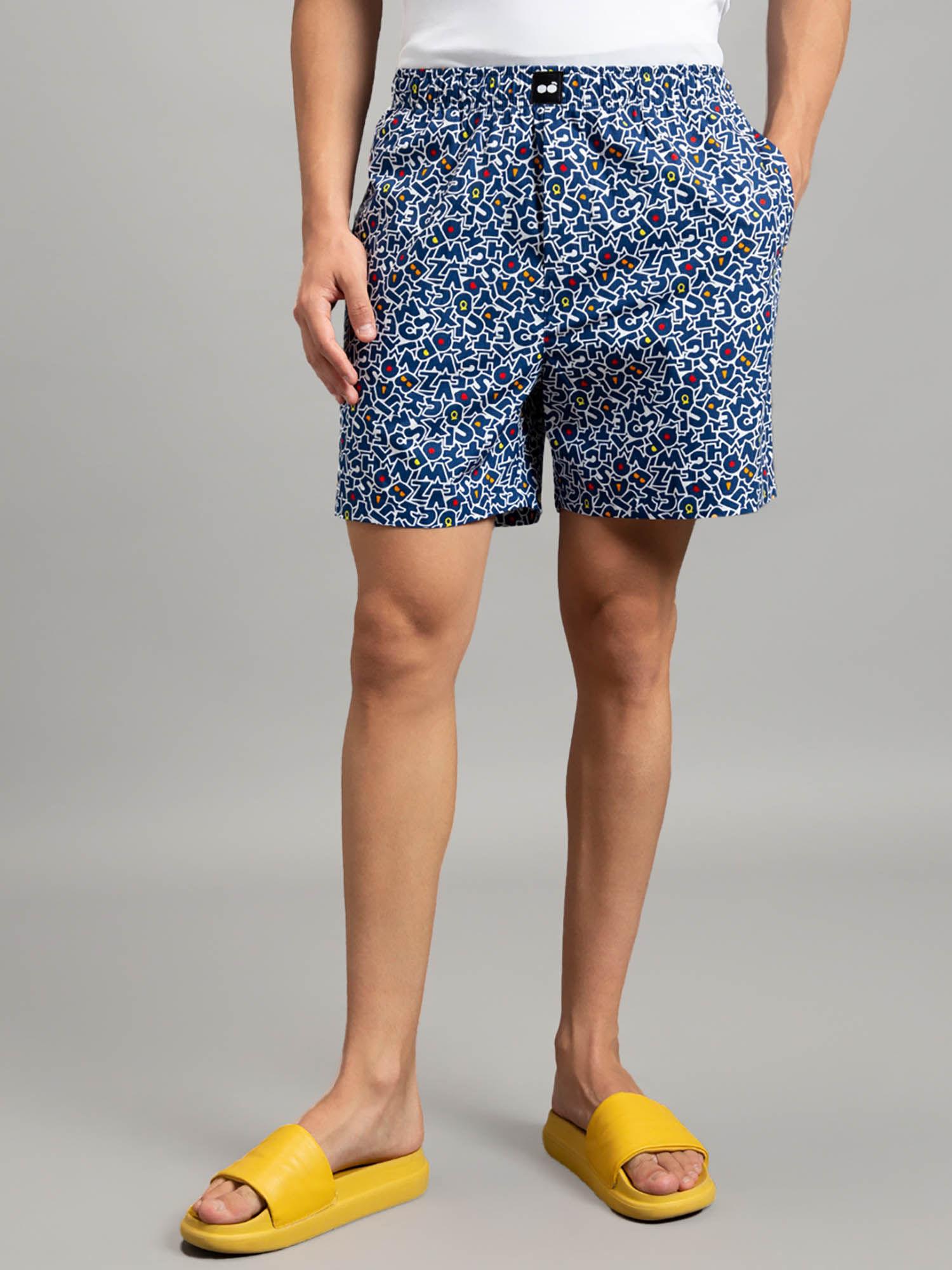 men's blue all over printed boxers