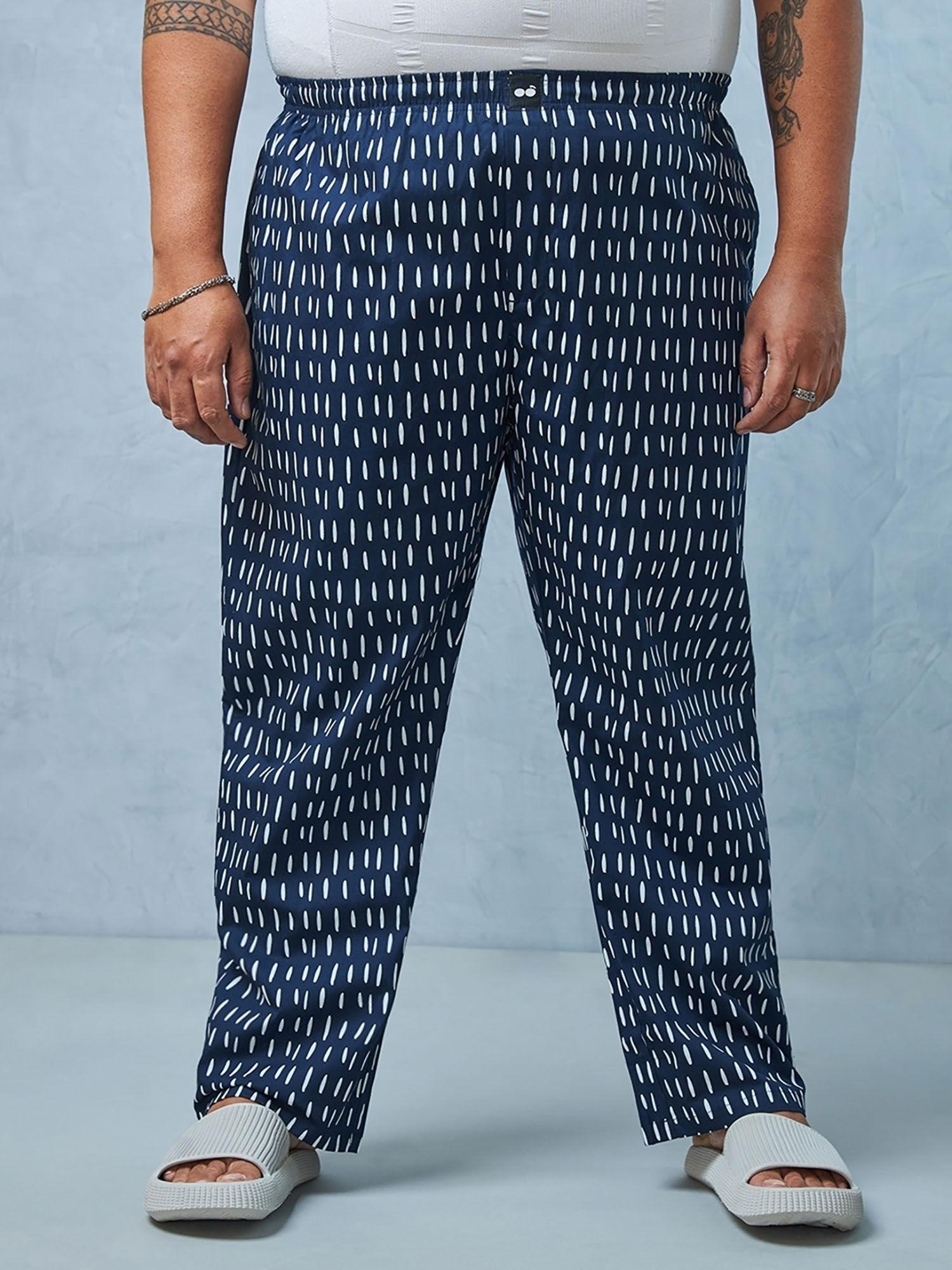 men's blue all over printed plus size pyjama