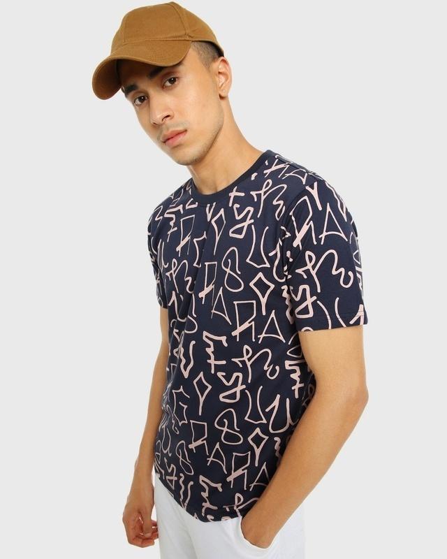 men's blue all over printed t-shirt
