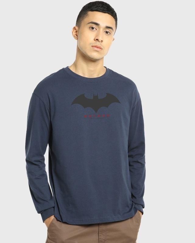 men's blue batman graphic printed oversized t-shirt