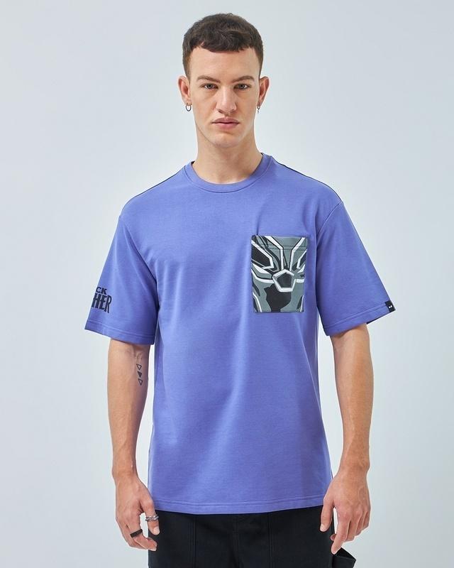 men's blue black panther graphic printed oversized t-shirt