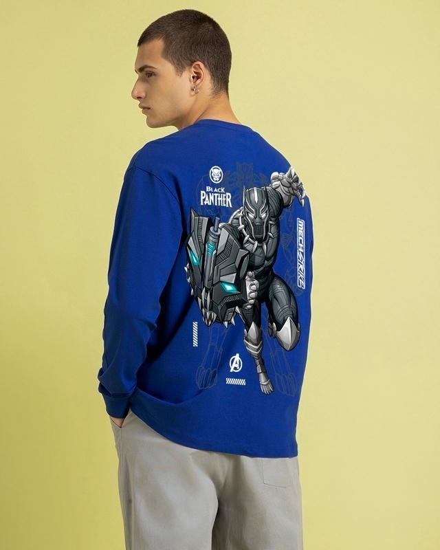 men's blue black panther mech graphic printed oversized t-shirt