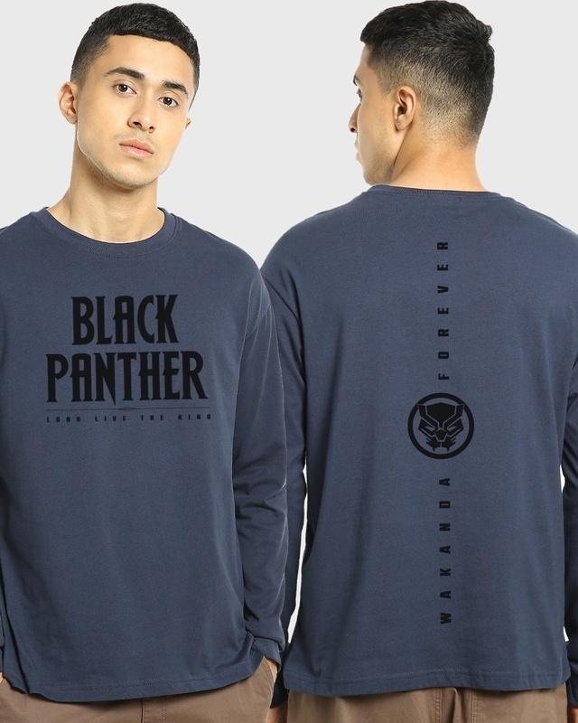 men's blue black panther typography oversized t-shirt