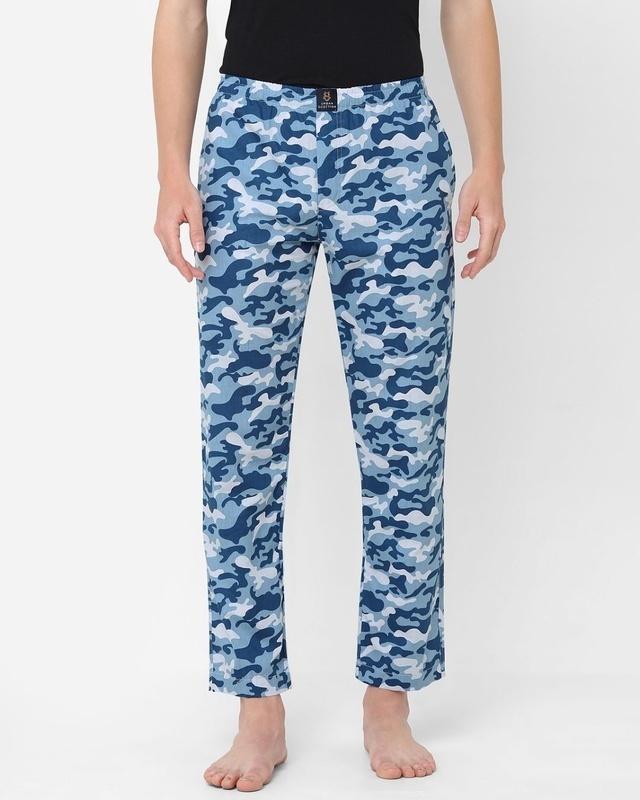 men's blue camouflage cotton lounge pants