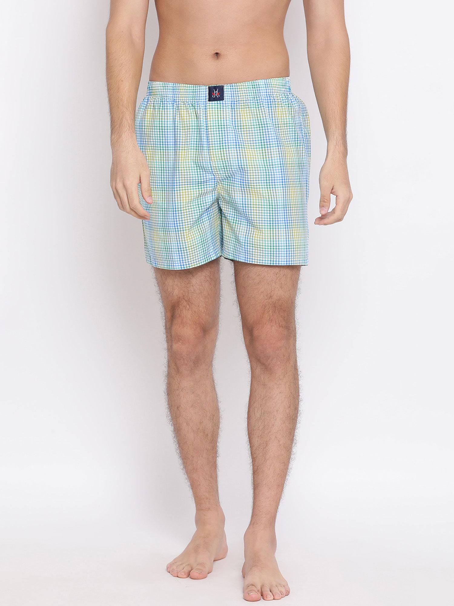 men's blue checked boxer blue