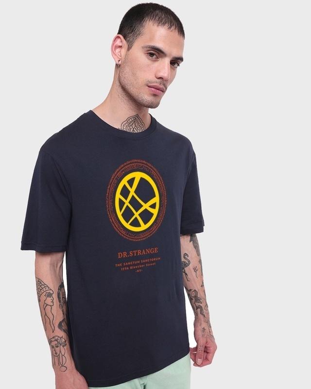 men's blue doctor strange graphic printed oversized t-shirt