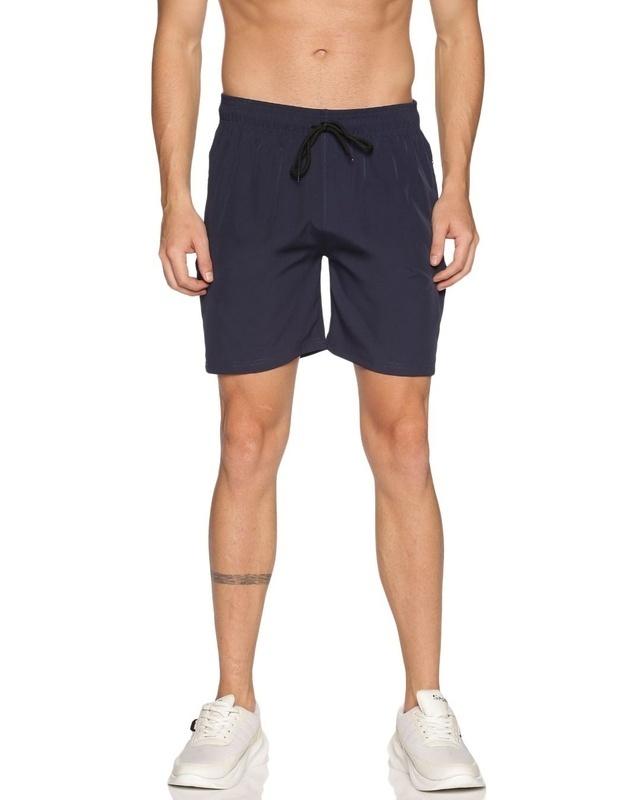 men's blue elasticated shorts