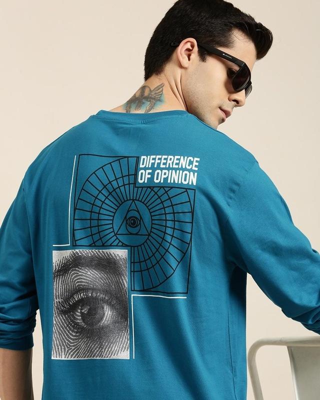 men's blue graphic printed oversized t-shirt