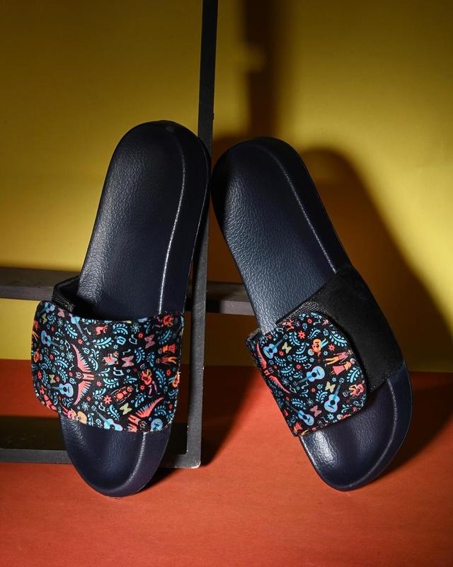 men's blue guitar printed adjustable strap sliders