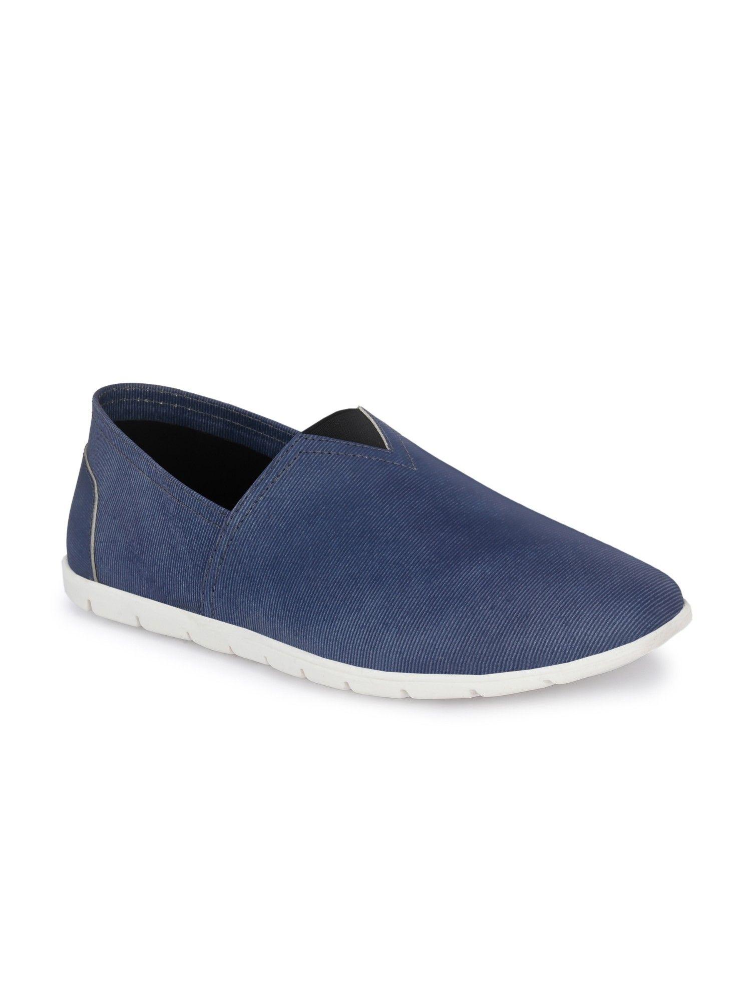 men's blue leather slip on casual shoes