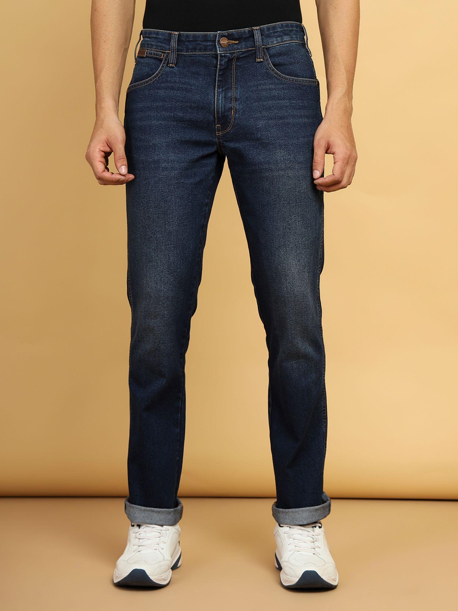 men's blue millard straight fit mid rise light fade jeans