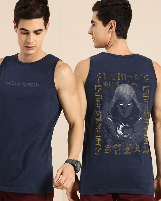 men's blue moon knight graphic printed vest