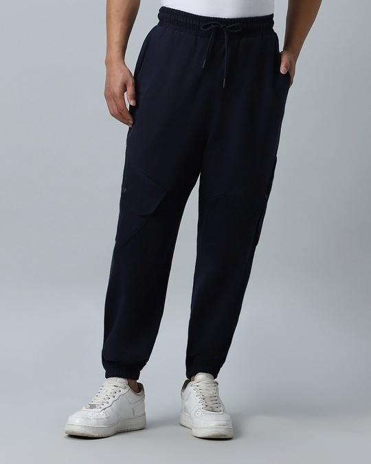 men's blue oversized cargo joggers