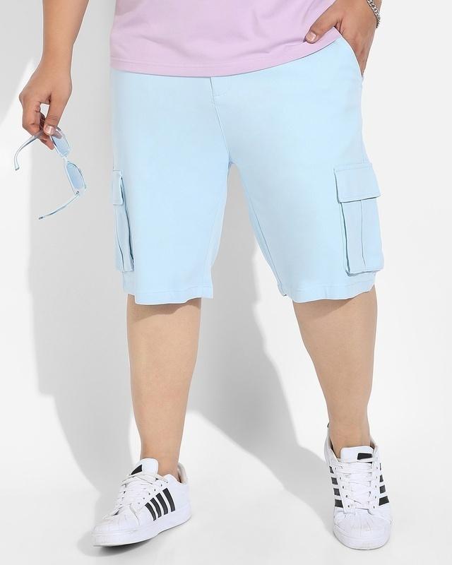 men's blue oversized plus size cargo shorts