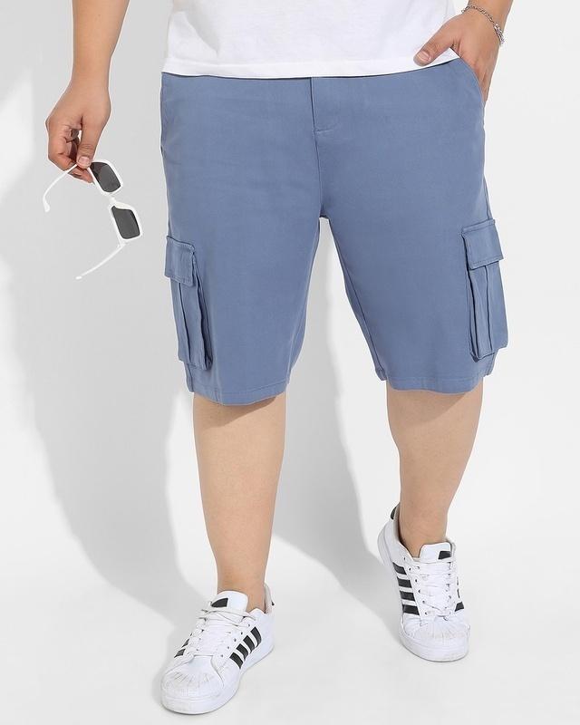 men's blue oversized plus size cargo shorts