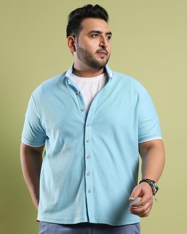 men's blue oversized plus size shirt