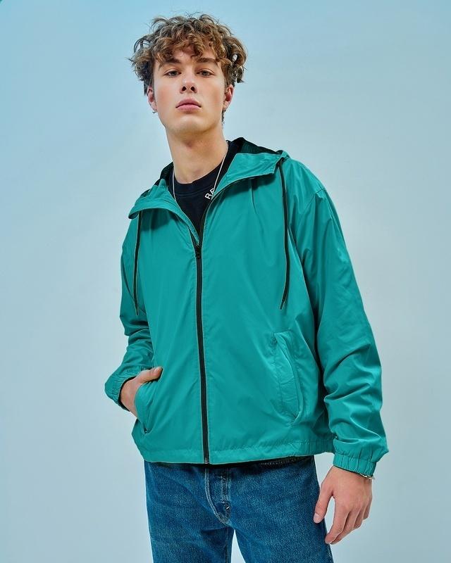 men's blue oversized windcheater jacket