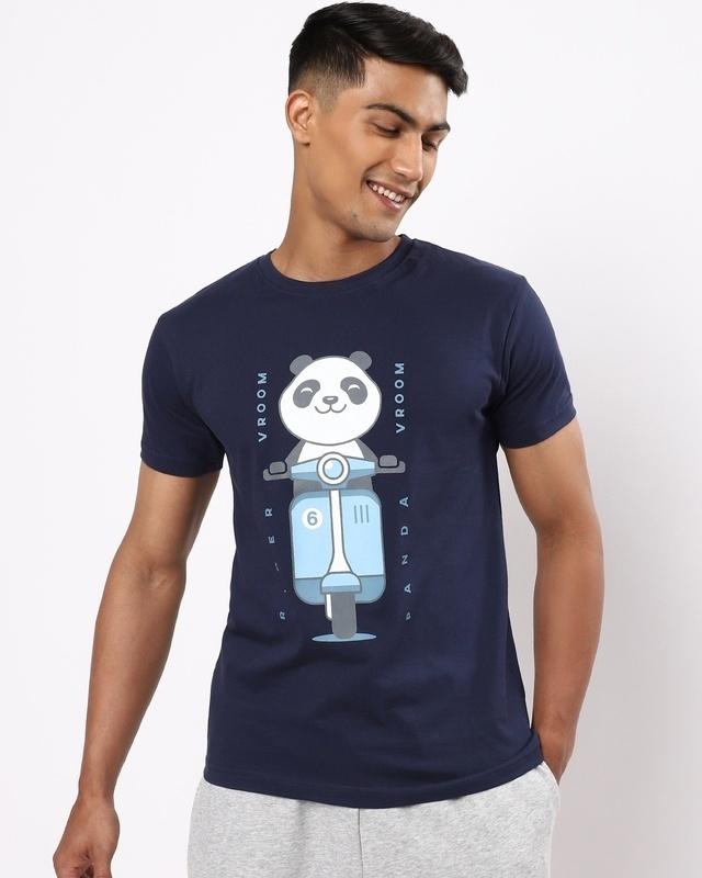 men's blue rider vroom panda graphic printed t-shirt